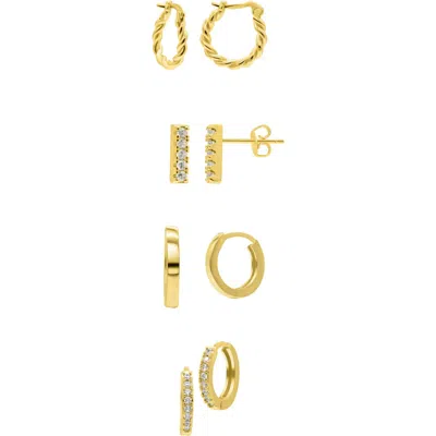 Adornia Set Of 4 Assorted Cz Hoop & Stud Earrings In Gold