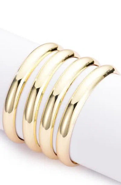 Adornia Set Of 4 Domed Bangle Bracelets In Gold