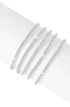 Adornia Set Of 5 Crystal Tennis Stretch Bracelets In Silver