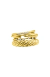Adornia Set Of 5 Mixed Cz Stackable Rings In Gold
