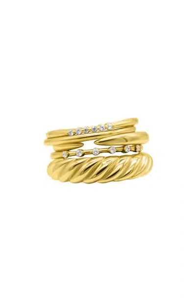 Adornia Set Of 5 Mixed Cz Stackable Rings In Gold