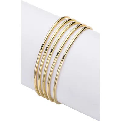 Adornia Set Of 5 Tube Bangle Bracelets In Gold