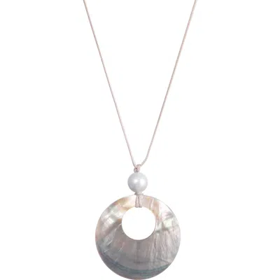 Adornia Adjustable Leather And Shell Necklace In Metallic