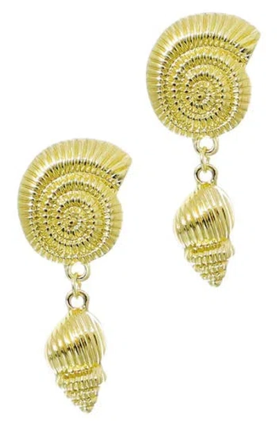 Adornia Gold Plated Swirl And Shell Drop Earrings
