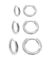 Adornia Set Of 3 Huggie Hoop Earrings In Silver