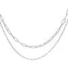 Adornia Silver Plated 3mm And 4mm Paper Clip Chain Set In Silver