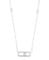 Adornia Sterling Silver Plated Adjustable Cz Dancing Stone Necklace In Silver