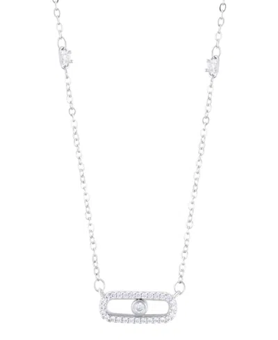 ADORNIA SILVER ADJUSTABLE CUBIC ZIRCONIA DANCING STONE NECKLACE