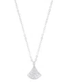 Adornia Silver Adjustable Cubic Zirconia Pave Leaf Pendant Necklace In Silver