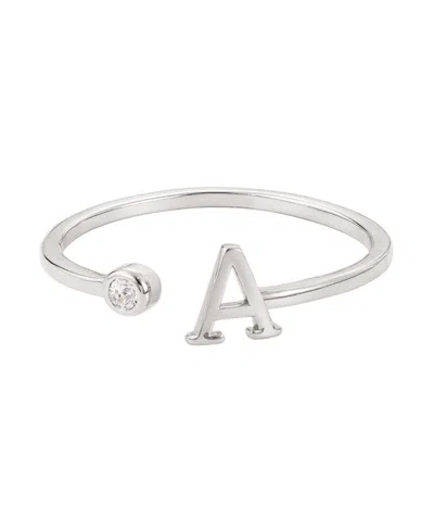 Adornia Silver Adjustable Cz Initial Ring In Metallic