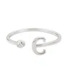 Adornia Silver Adjustable Cz Initial Ring In Silver