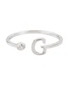 Adornia Silver Adjustable Cz Initial Ring In Silver