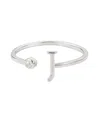 Adornia Silver Adjustable Cz Initial Ring In Metallic