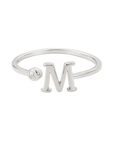 Adornia Silver Adjustable Cz Initial Ring In Metallic