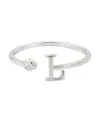 Adornia Silver Adjustable Cz Initial Ring In Silver