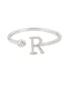 Adornia Silver Adjustable Cz Initial Ring In Silver