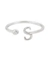 Adornia Silver Adjustable Cz Initial Ring In Metallic