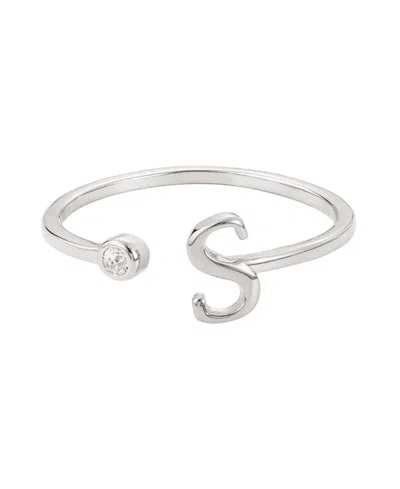 Adornia Silver Adjustable Cz Initial Ring In Metallic