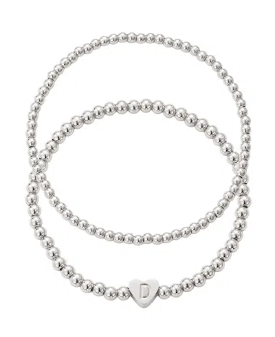 Adornia Silver Ball Bead Initial Bracelet Set