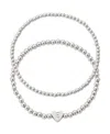 Adornia Silver Ball Bead Initial Bracelet Set In Silver