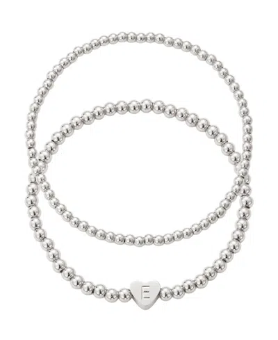 Adornia Silver Ball Bead Initial Bracelet Set