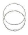Adornia Silver Ball Bead Initial Bracelet Set In Silver