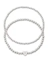 Adornia Silver Ball Bead Initial Bracelet Set In Silver