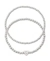 Adornia Silver Ball Bead Initial Bracelet Set In Metallic