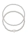 Adornia Silver Ball Bead Initial Bracelet Set In Metallic