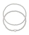 Adornia Silver Ball Bead Initial Bracelet Set In Metallic