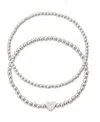 Adornia Silver Ball Bead Initial Bracelet Set In Metallic