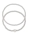 Adornia Silver Ball Bead Initial Bracelet Set In Metallic