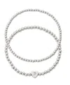 Adornia Silver Ball Bead Initial Bracelet Set In Metallic