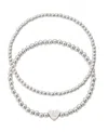 Adornia Silver Ball Bead Initial Bracelet Set In Metallic