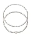 Adornia Silver Ball Bead Initial Bracelet Set In Metallic