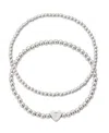 Adornia Silver Ball Bead Initial Bracelet Set In Metallic