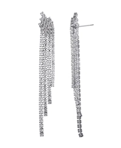 ADORNIA SILVER PLATED CRYSTAL CASCADE SWEEPER EARRINGS