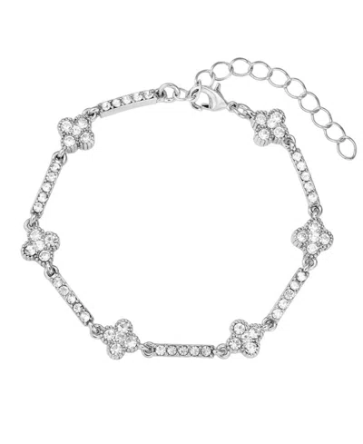 ADORNIA SILVER PLATED CRYSTAL CLOVER TENNIS BRACELET