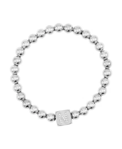 Adornia Silver Crystal Initial Cube Stretch Bracelet In Gray