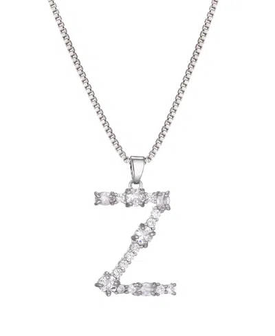Adornia Silver Crystal Mixed Stone Initial Necklace