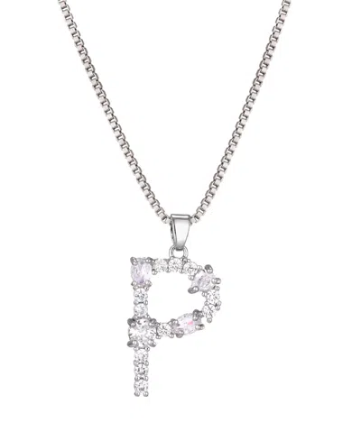 Adornia Silver Crystal Mixed Stone Initial Necklace