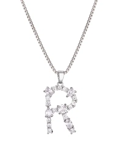 Adornia Silver Crystal Mixed Stone Initial Necklace