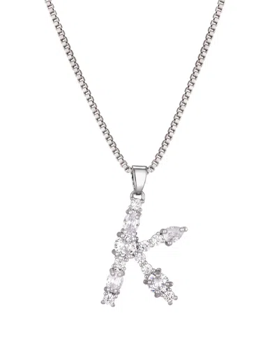Adornia Silver Crystal Mixed Stone Initial Necklace