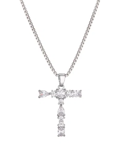 Adornia Silver Crystal Mixed Stone Initial Necklace