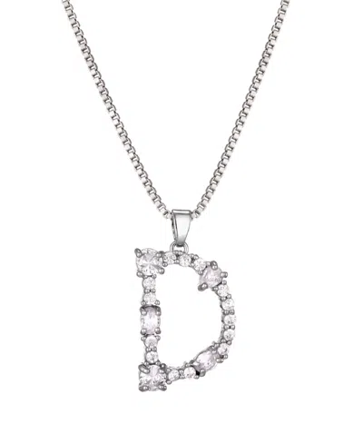Adornia Silver Crystal Mixed Stone Initial Necklace