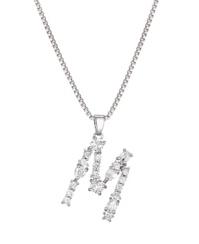 Adornia Silver Crystal Mixed Stone Initial Necklace