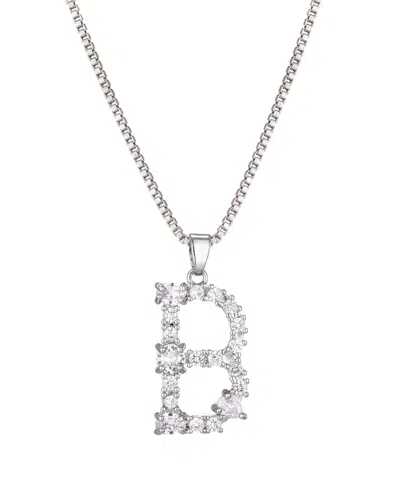 Adornia Silver Crystal Mixed Stone Initial Necklace