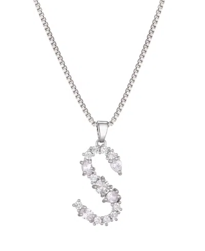 Adornia Silver Crystal Mixed Stone Initial Necklace