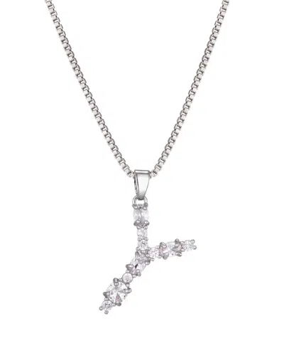 Adornia Silver Crystal Mixed Stone Initial Necklace