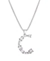 Adornia Silver Crystal Mixed Stone Initial Necklace